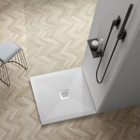 Stone Tray - Brodzik kompozytowy "F" Biały 80x80x2,5