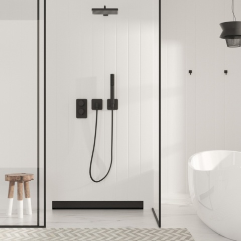 W-Drain NEXT 2w1 Odpływ liniowy ścienny 60 cm dwustronny czarny