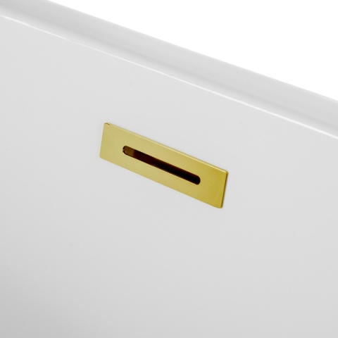 Wanna wolnostojąca narożna prawa AVOLA z pokrywką MIRROR GOLD - 160 x 80 cm