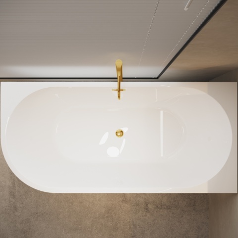 Wanna wolnostojąca narożna prawa AVOLA z pokrywką MIRROR GOLD - 170 x 80 cm