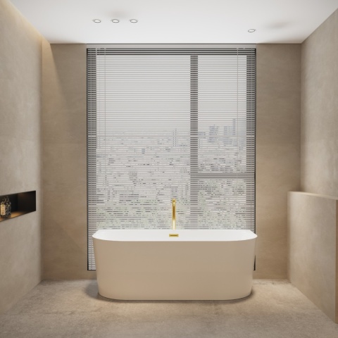 Wanna wolnostojąca przyścienna VIVA z pokrywką MIRROR GOLD - 160 x 75 cm