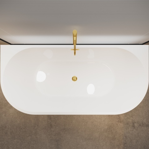 Wanna wolnostojąca przyścienna VIVA z pokrywką MIRROR GOLD - 160 x 75 cm