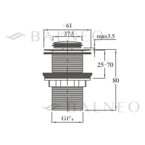 Korek umywalkowy mosiężny Klik Klak model B bez przelewu - Brushed Gold