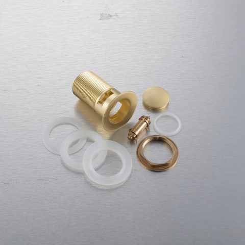 Korek umywalkowy mosiężny Klik Klak model B z przelewem - Brushed Gold