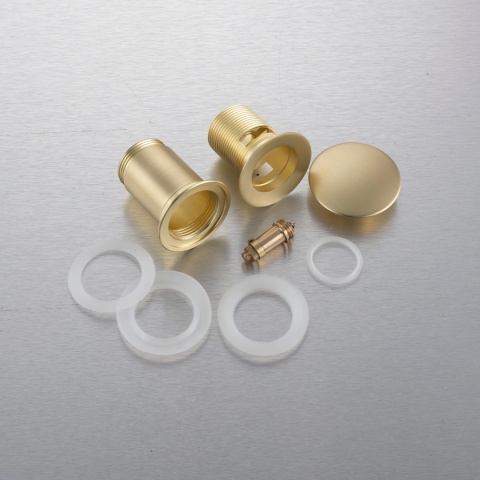 Korek umywalkowy mosiężny Klik Klak model C z przelewem - Brushed Gold