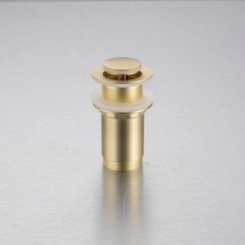 Korek umywalkowy mosiężny Klik Klak model E bez przelewu - Brushed Gold