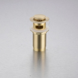 Korek umywalkowy mosiężny Klik Klak model E z przelewem - Brushed Gold