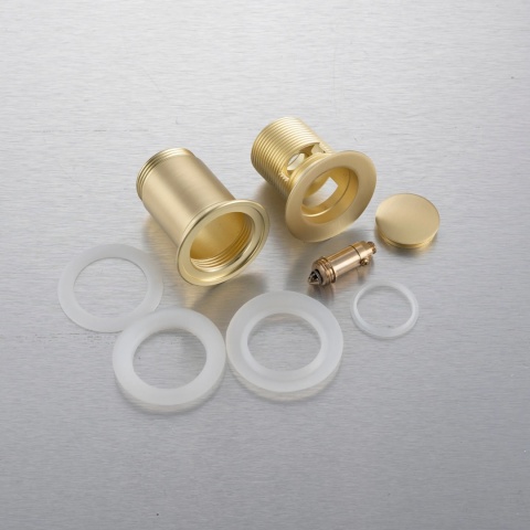 Korek umywalkowy mosiężny Klik Klak model E z przelewem - Brushed Gold