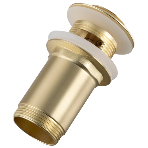 Korek umywalkowy mosiężny Klik Klak model E z przelewem - Brushed Gold