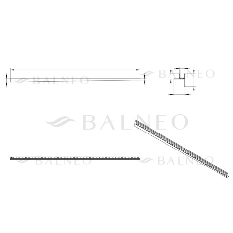 Listwa spadkowa do szkła prawa 120 cm Gun Metal