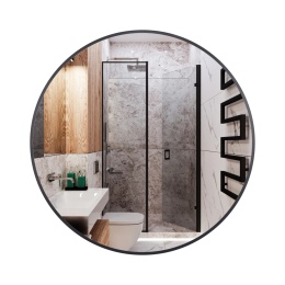 Lustro niepodświetlane okrągłe CORINA BLACK 60 cm, rama aluminiowa