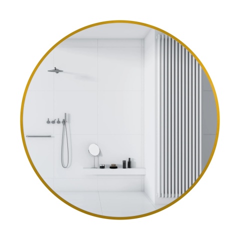 Lustro niepodświetlane okrągłe CORINA GOLD 80 cm, rama aluminiowa