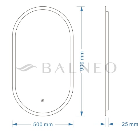 Lustro podświetlane ELISA 50x90 cm- Antypara, Ściemnianie, Zmiana barwy