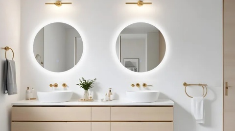 Lustro podświetlane MOON 60 cm- Antypara, Ściemnianie, Zmiana barwy