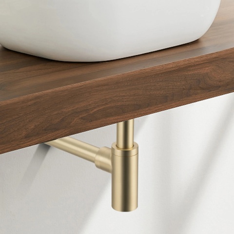 Syfon umywalkowy mosiężny okrągły Brushed Gold