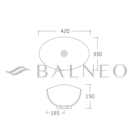 Umywalka nablatowa LOREN 42 x 33 cm biała, ceramiczna