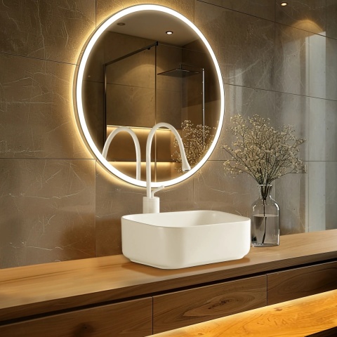 Umywalka nablatowa NATRA 40,5 x 30 cm biała, ceramiczna