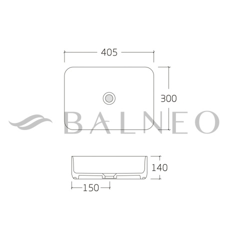 Umywalka nablatowa NATRA 40,5 x 30 cm biała, ceramiczna
