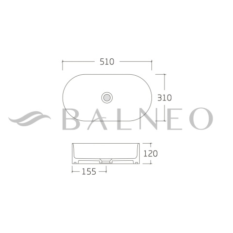 Umywalka nablatowa NESSA 51 x 31 cm biała, ceramiczna