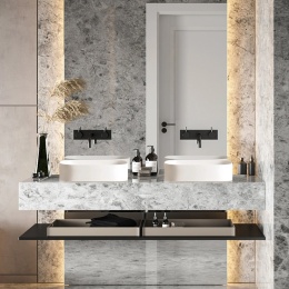 Umywalka nablatowa VILAR 56 x 35,5 cm biała, ceramiczna