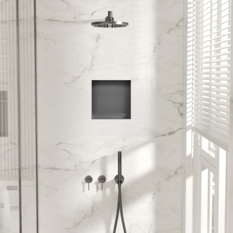 WALL-BOX NO RIM - Półka wnękowa bezramkowa Gun Metal 30x30x10 cm