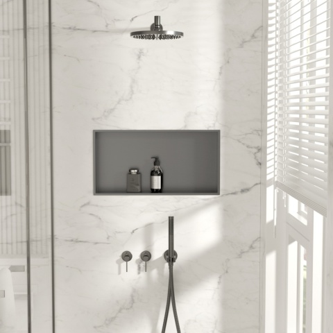 WALL-BOX NO RIM - Półka wnękowa bezramkowa Gun Metal 60x30x10 cm
