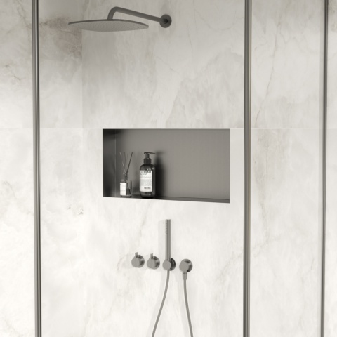 WALL-BOX NO RIM - Półka wnękowa bezramkowa Gun Metal 60x30x10 cm