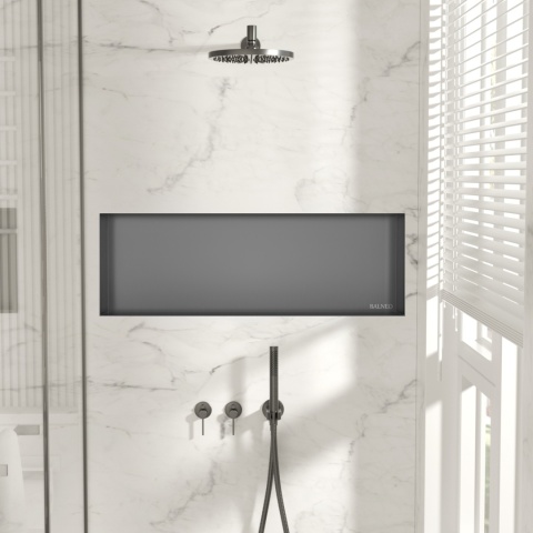 WALL-BOX NO RIM - Półka wnękowa bezramkowa Gun Metal 90x30x10 cm