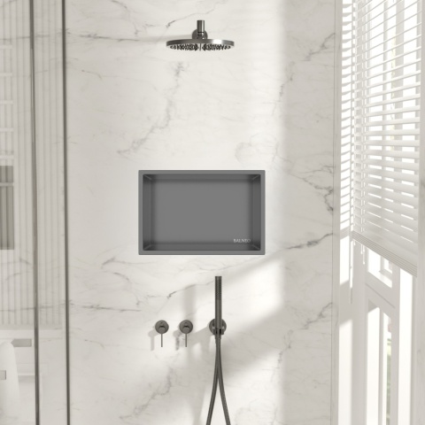 WALL-BOX ONE Gun Metal Półka wnękowa ze stali nierdzewnej 30x20x10 cm