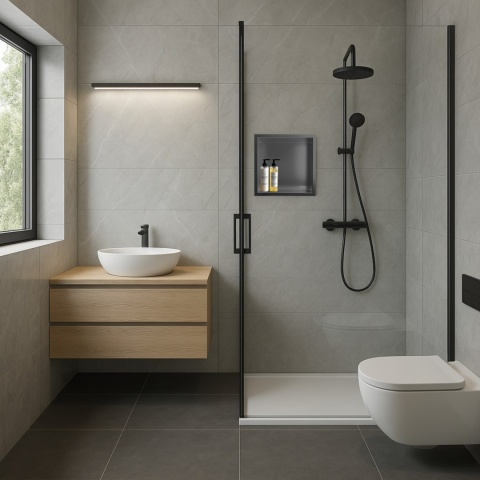 WALL-BOX ONE Gun Metal Półka wnękowa ze stali nierdzewnej 30x20x10 cm