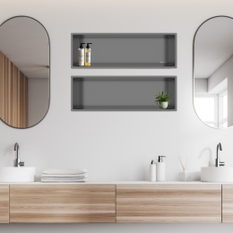 WALL-BOX ONE Gun Metal Półka wnękowa ze stali nierdzewnej 60x20x10 cm