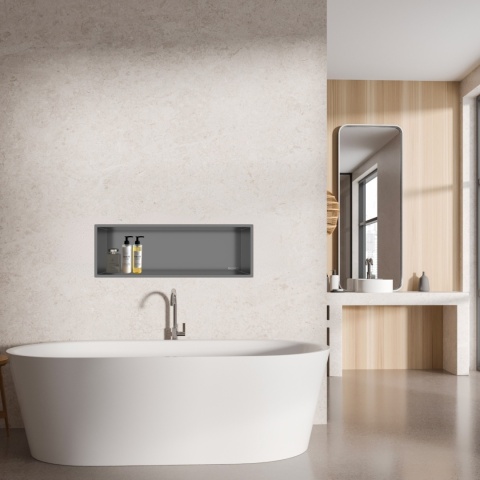 WALL-BOX ONE Gun Metal Półka wnękowa ze stali nierdzewnej 60x20x10 cm