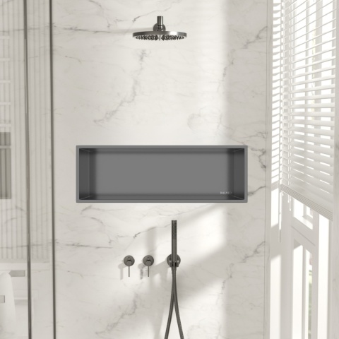 WALL-BOX ONE Gun Metal Półka wnękowa ze stali nierdzewnej 60x20x10 cm