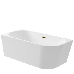 Wanna wolnostojąca narożna lewa AVOLA z pokrywką MIRROR GOLD - 150 x 75 cm