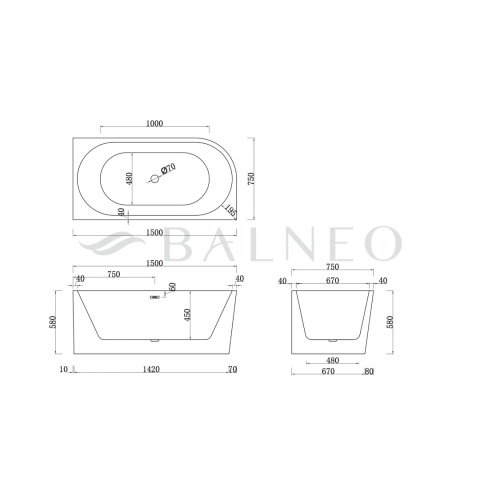 Wanna wolnostojąca narożna prawa AVOLA z pokrywką COPPER - 150 x 75 cm