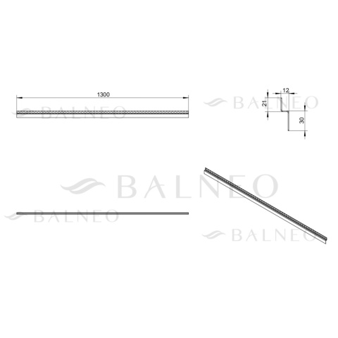 Listwa spadkowa podłogowa czołowa 130 cm Gun Metal