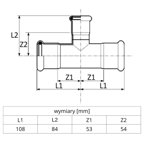 Trójnik redukcyjny Raccorderie Metalliche inoxPRES 76,1/42/76,1