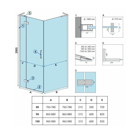 ŚCIANKA PRYSZNICOWA HUGO BRUSH GOLD 90