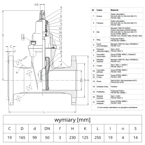 Zasuwa miękkouszczelniona kołnierzowa JAFAR typ 2002 DN50 PN16