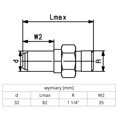 Adapter przejściowy PE/mosiądz +GF+ d32-1 1/4''