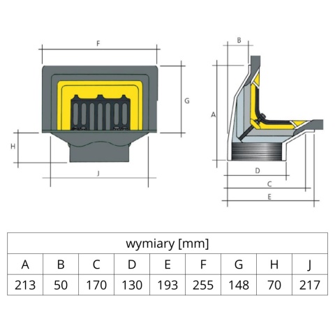 Dwukierunkowy wpust attykowy (dachowy) ALUTEC