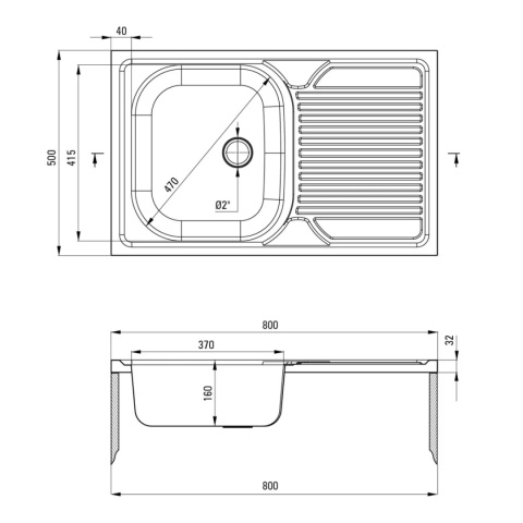 Zlewozmywak 1-komorowy, stalowy, nakładany z osprzętem DEANTE TANGO