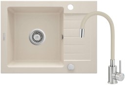 Zlewozmywak granitowy z baterią 1-komorowy z ociekaczem