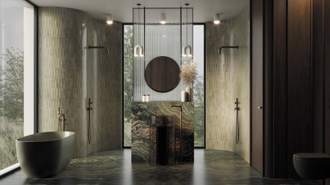 Bateria wannowa wolnostojąca z zestawem prysznicowym