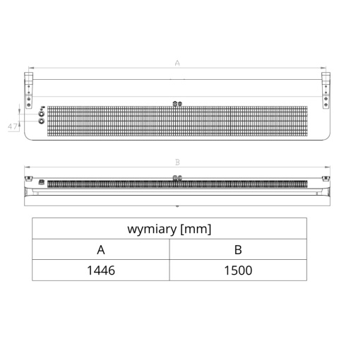 Kurtyna powietrzna z grzałkami elektrycznymi Slim E-150 RAL9006 Flowair Kurtyna powietrzna z grzałkami elektrycznymi Slim E-150 RAL9006 Flowair