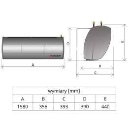 Kurtyna powietrzna z grzałkami elektrycznymi Elis A-E-150 RAL9016 Flowair