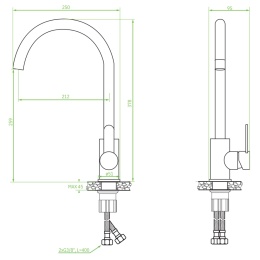 Bateria zlewozmywakowa stojąca z wylewką U LAVEO BONA