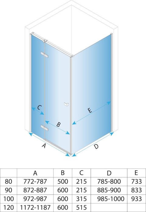 DRZWI PRYSZNICOWE ATLAS BRUSH GOLD 80 P