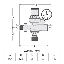 Automatyczny zawór do napełniania instalacji z zaworem ręcznym, filtrem i zaworem zwrotnym CALEFFI