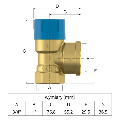 Zawór bezpieczeństwa Prescor 3/4''x1'' 6,0 bar FLAMCO